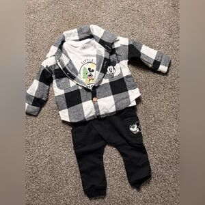 3-Piece Baby Mickey Outfit Set | Disney Baby | Flannel Shirt + Tee + Pants